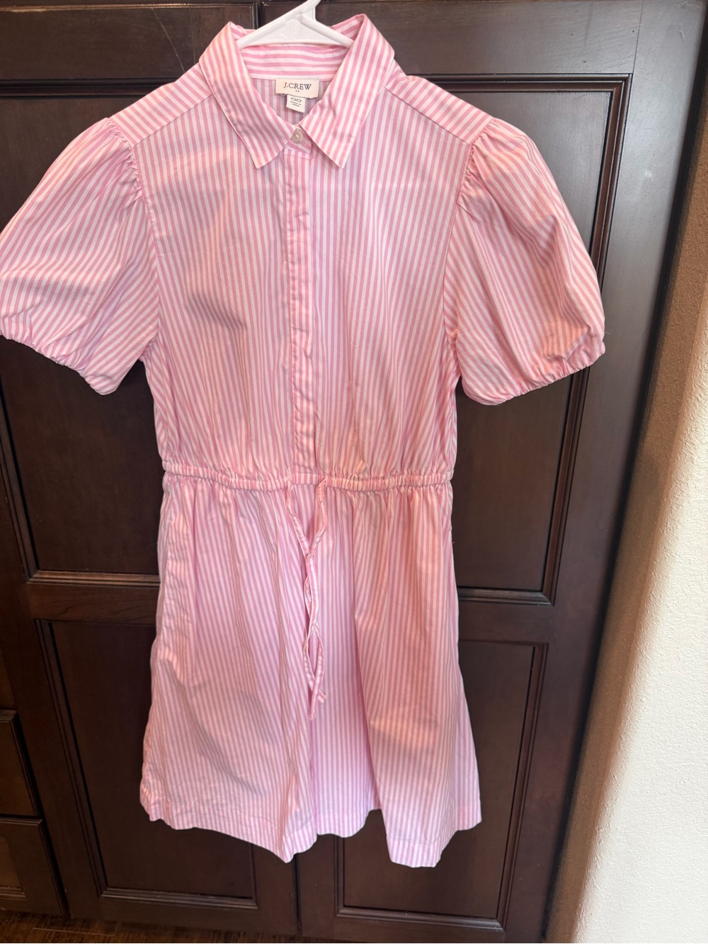 J.Crew short-sleeve shirt dress pink and white striped dress size 00
